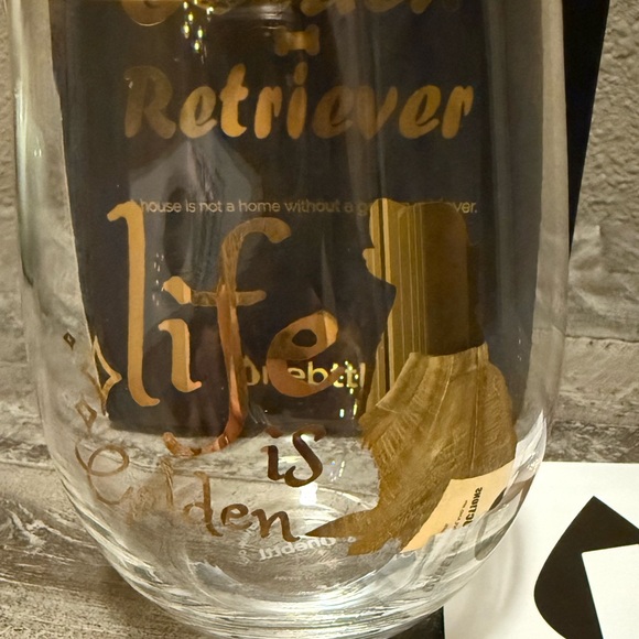 Brand New in Box! Golden Retriever Gold Wine Glass! Life is Golden! Onebttl - Picture 5 of 6